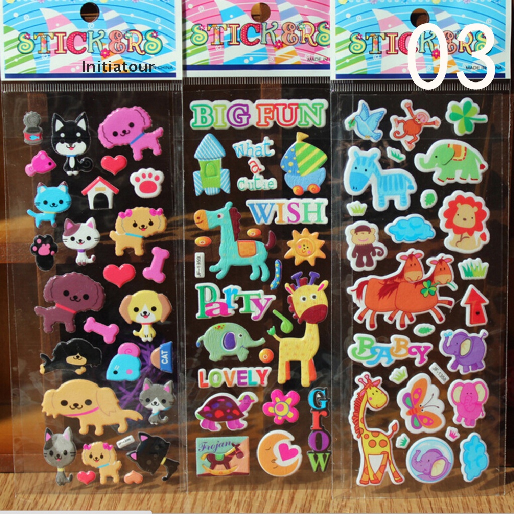 Bộ 10 Sticker Hoạt Hình 3D Cổ Điển Dùng Làm Quà Tặng