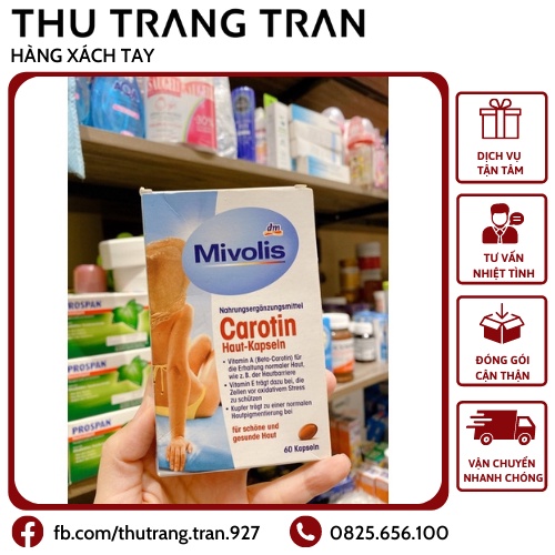 Viên uống chống nắng Mivolis Carotin, 60 viên