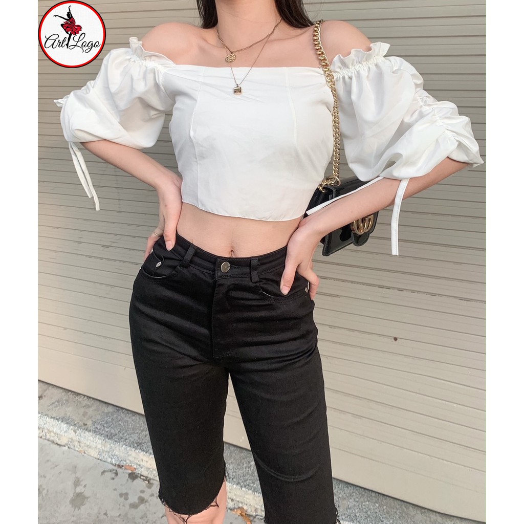 Set bộ đồ nữ đi chơi áo voan rớt vai quần jean "ÁO RỚT VAI" | BigBuy360 - bigbuy360.vn