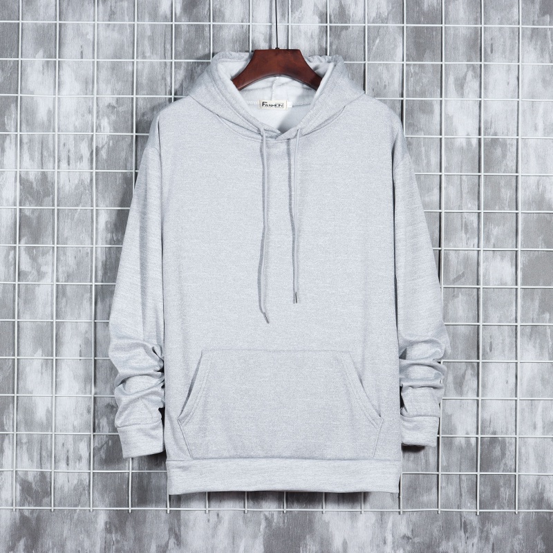 Áo hoodie tay dài dáng rộng màu trơn đơn giản thời trang Hàn Quốc cho nam