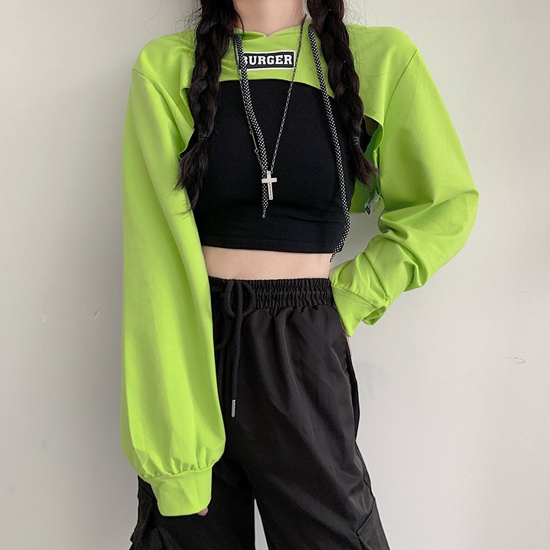 Áo hoodie cut out đủ màu cam, trắng, xanh dương, tím, xanh neon dễ thương cá tính cho Nữ