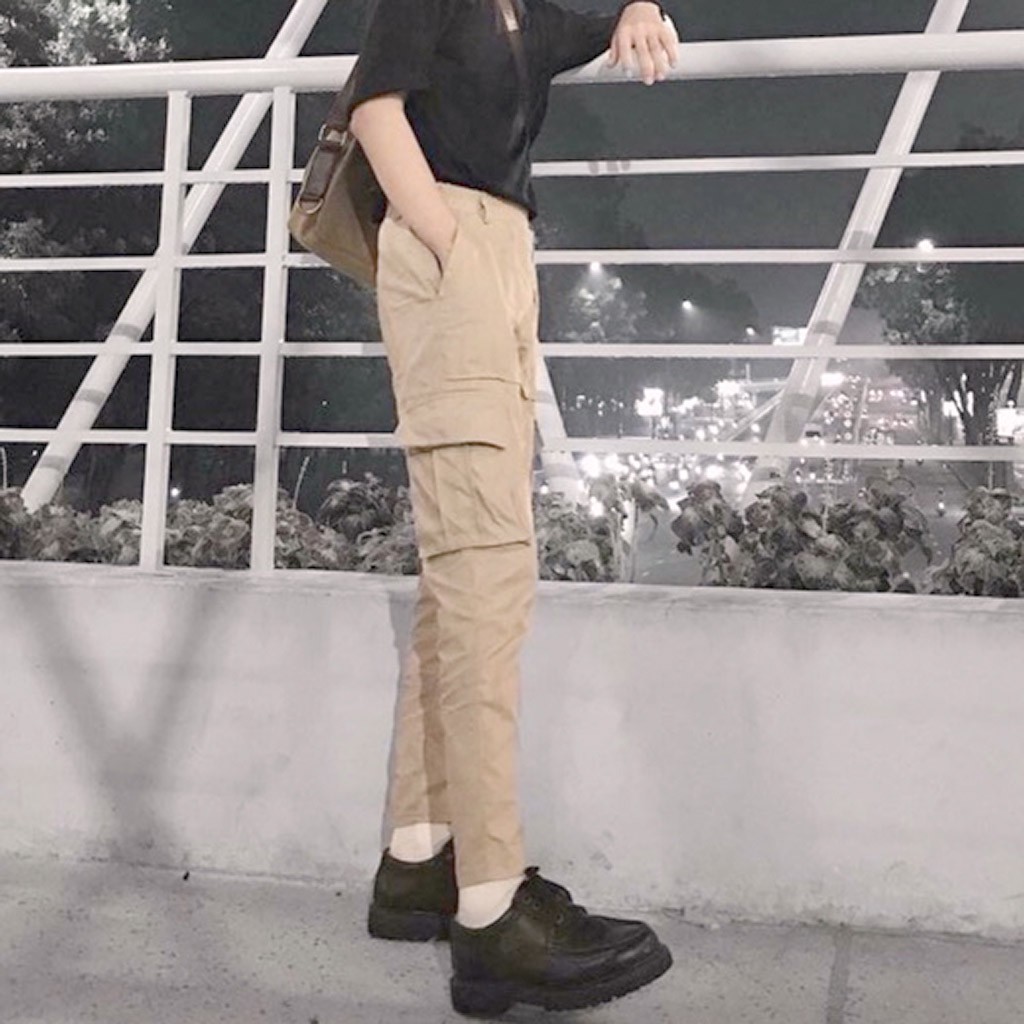 Quần Baggy Nam Nữ TÚI HỘP Kaki BOX PANTS Unisex - Kiểu quần jogger nam nữ kaki thun co dãn đen và tan be Leevin Store | BigBuy360 - bigbuy360.vn