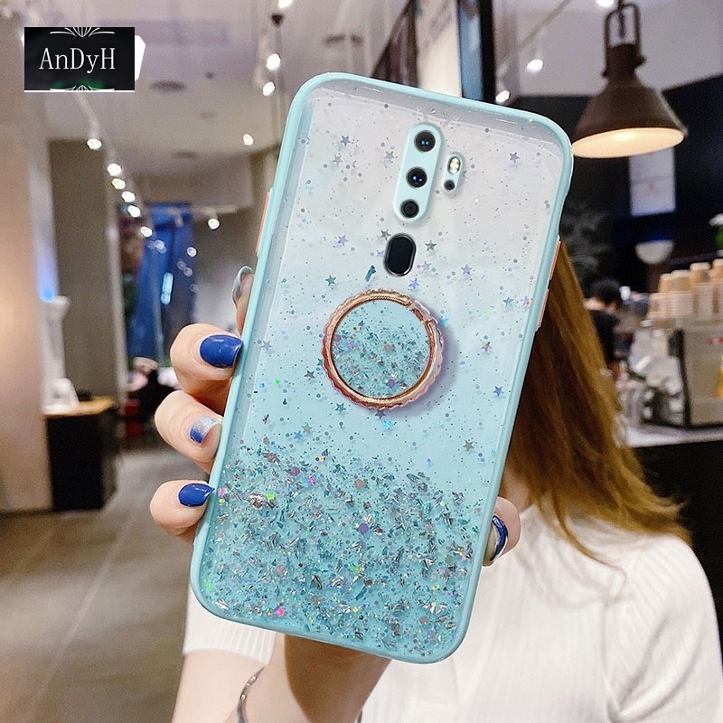 Ốp điện thoại họa tiết ngôi sao lấp lánh gắn nhẫn đỡ cho OPPO A9 2020 A5 2020