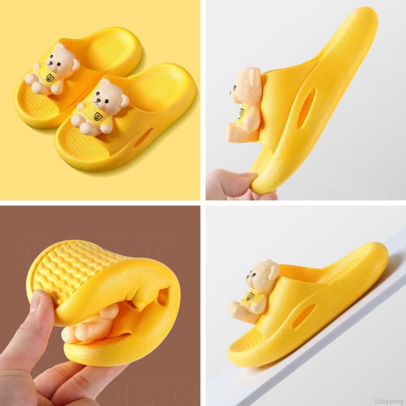 Dép Sandal Đế Cao Su Mềm Hình Gấu Hoạt Hình Ba Chiều Cho Bé