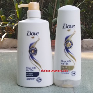 Combo Dove Phục Hồi Hư Tổn: Dầu gội 650g + Kem Xả 335g