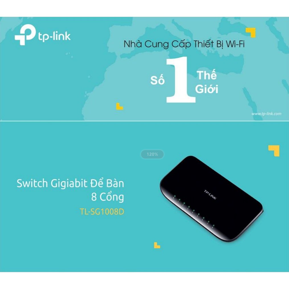 TP-Link gigabit 8 cổng Bộ chia tín hiệu Switch RJ45 10/100/1000Mbps - TL-SG1008D - Hàng Chính Hãng