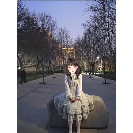 Áo Sơ Mi Dài Tay Phối Ren Bèo Phong Cách lolita Nhật Bản