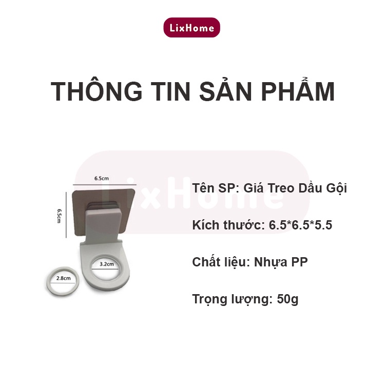 Móc treo chai dầu gội gắn tường tiện dụng, treo sữa tắm, nước rửa tay, rửa chén bát - LixHome