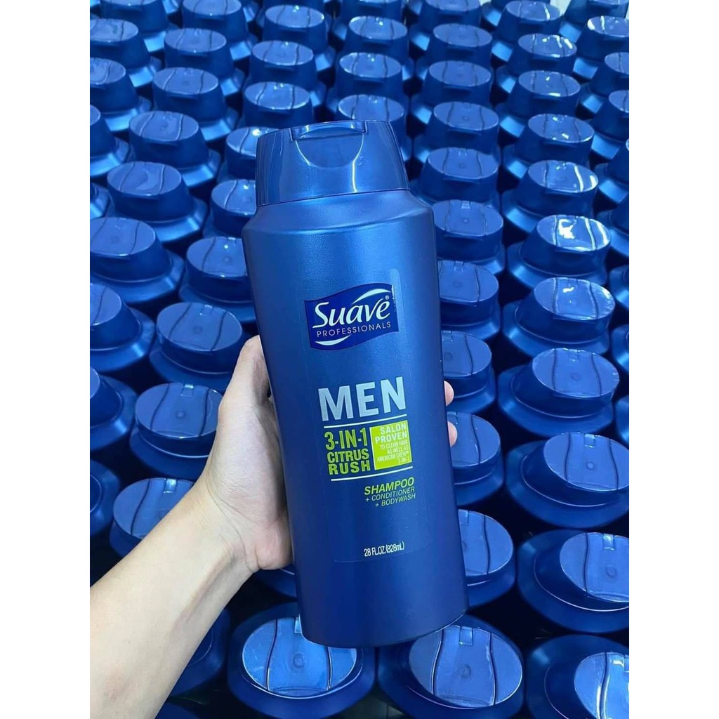 Tắm gội xả dành cho nam Suave Men 3 in 1 828ml
