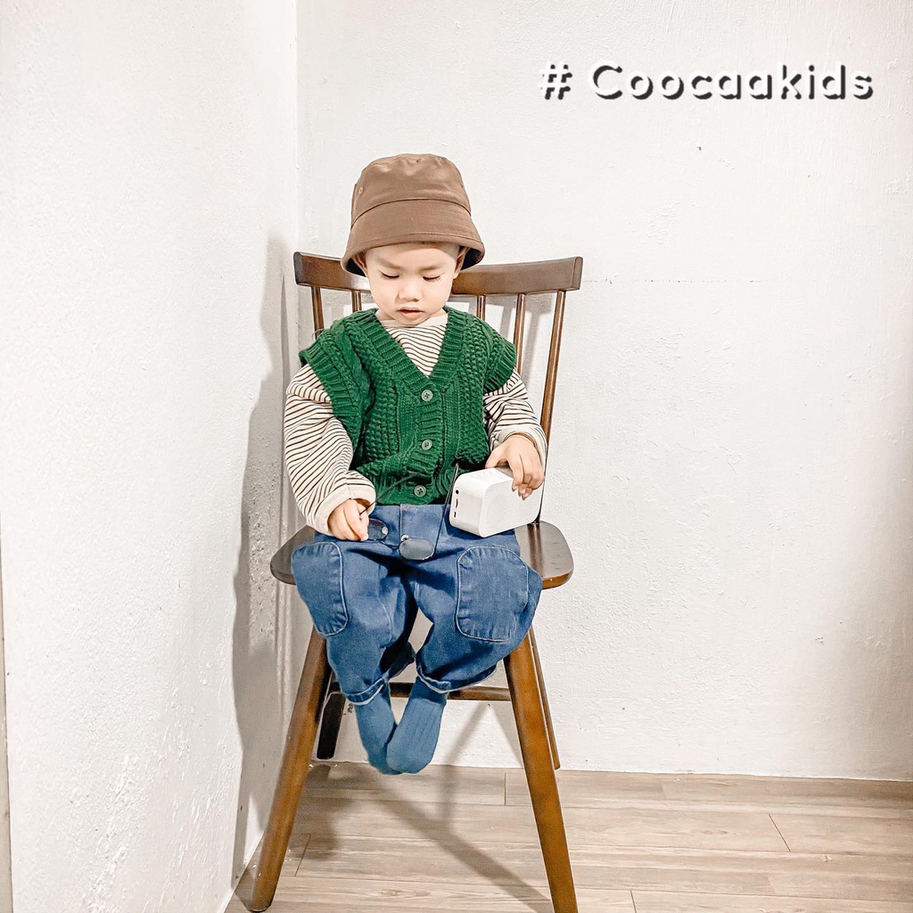 Áo len ghi lê cổ V Hàn Quốc cho bé trai bé gái size 80-130