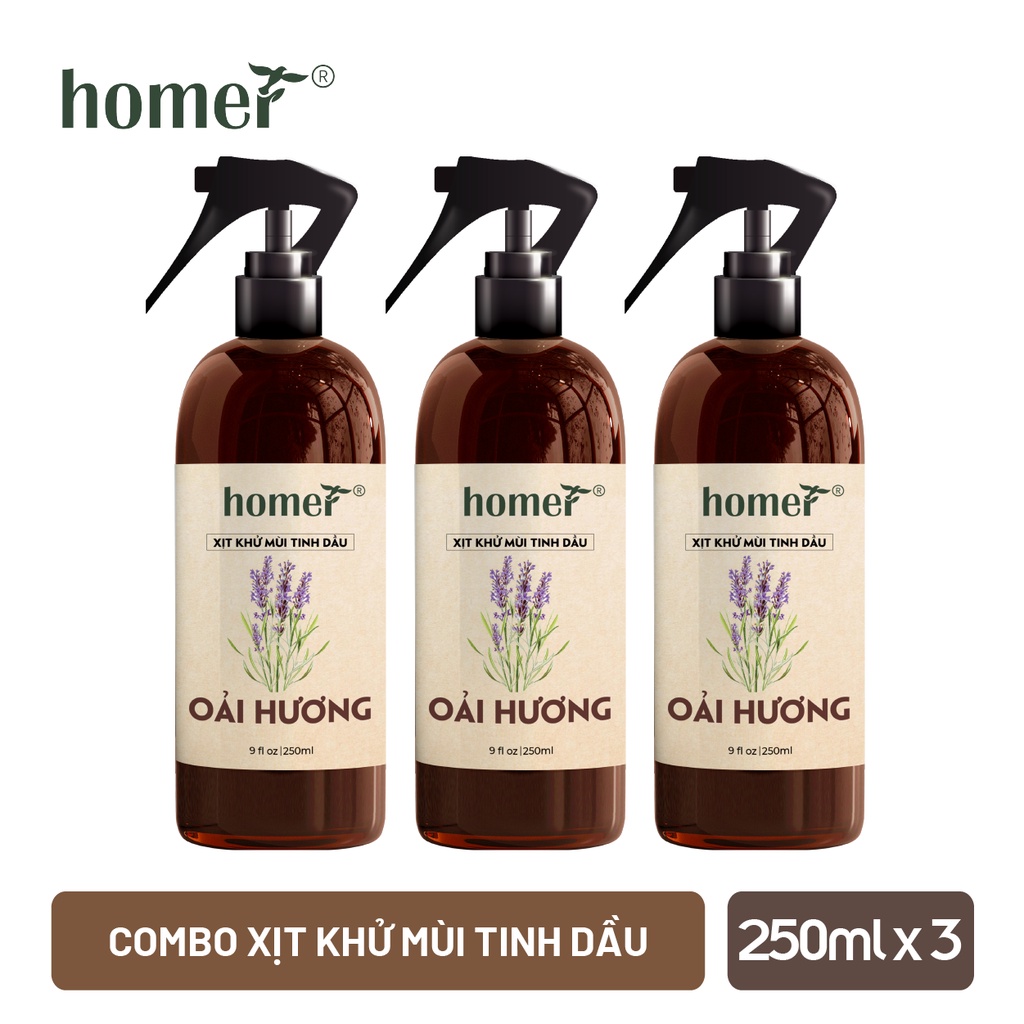 Combo 3 xịt khử mùi thơm phòng Oải Hương Homer 100ml/ chai