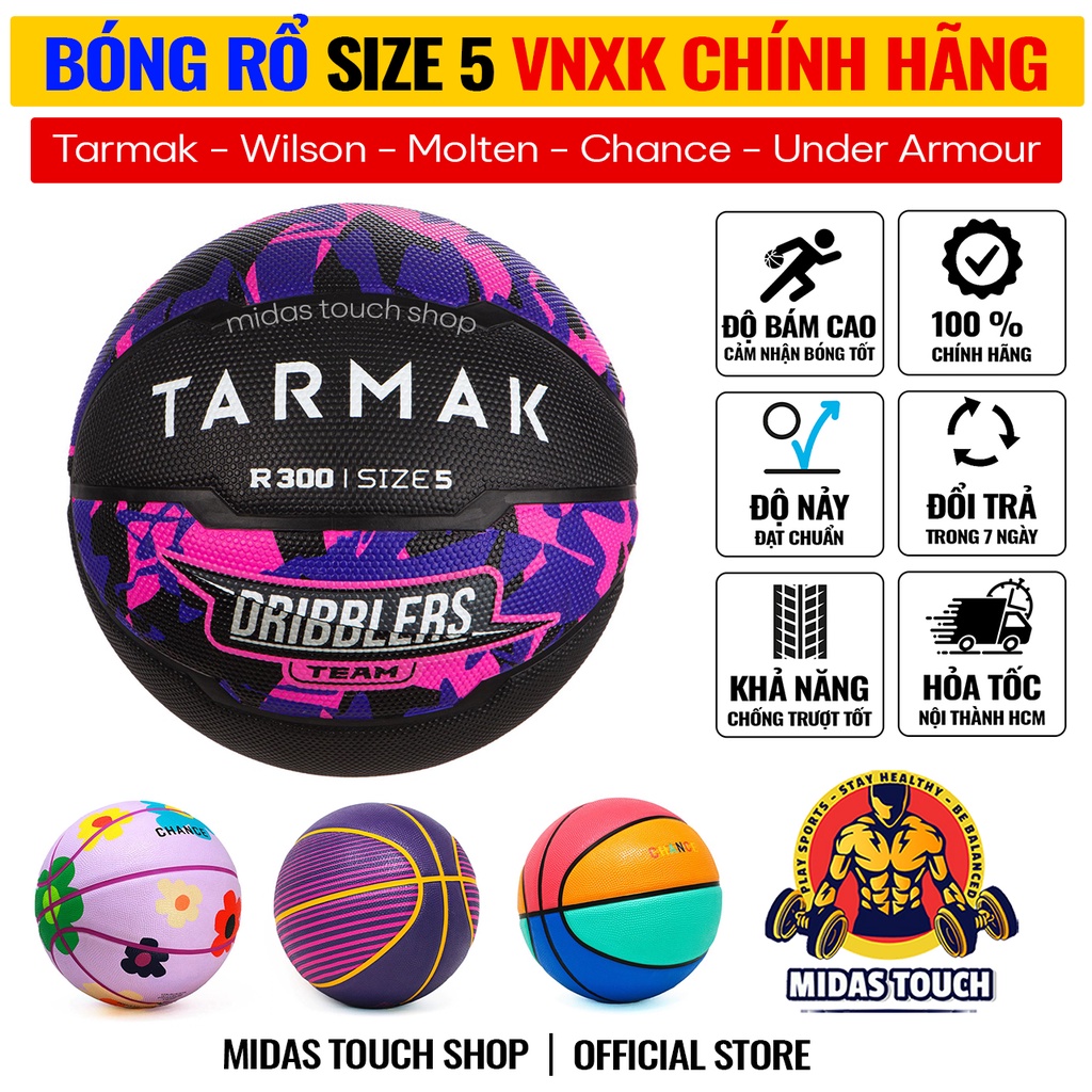 Bóng rổ size 3,5,6,7 Spalding, Molten, Tarmak, Wilson cao cấp VNXK nhiều mẫu mã màu sắc danh cho trẻ em, người lớn.