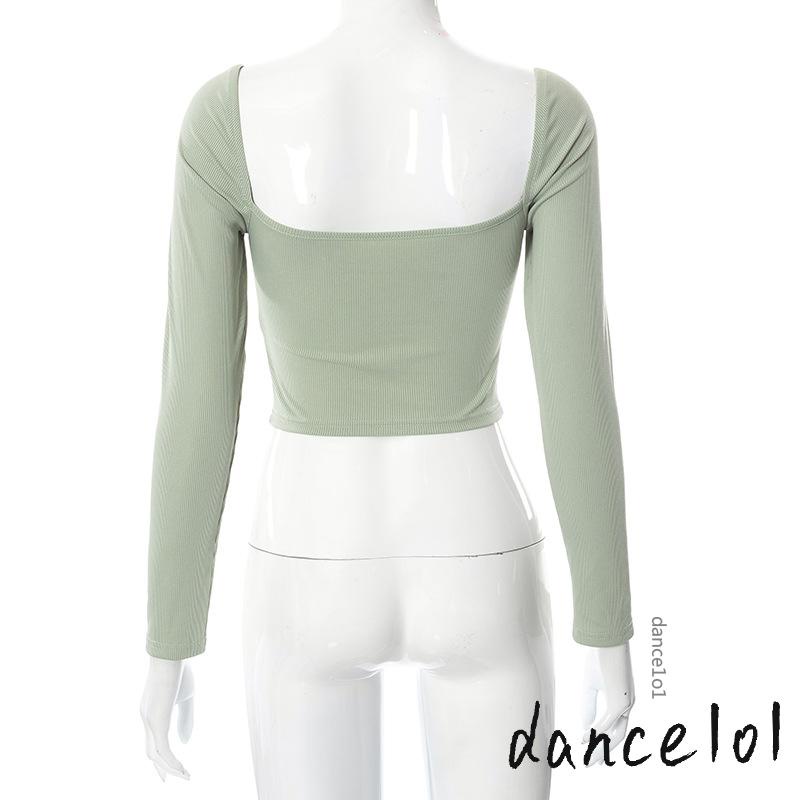 Áo Tay Dài Cổ Chữ V Màu Trơn 1O1 Cho Nữ