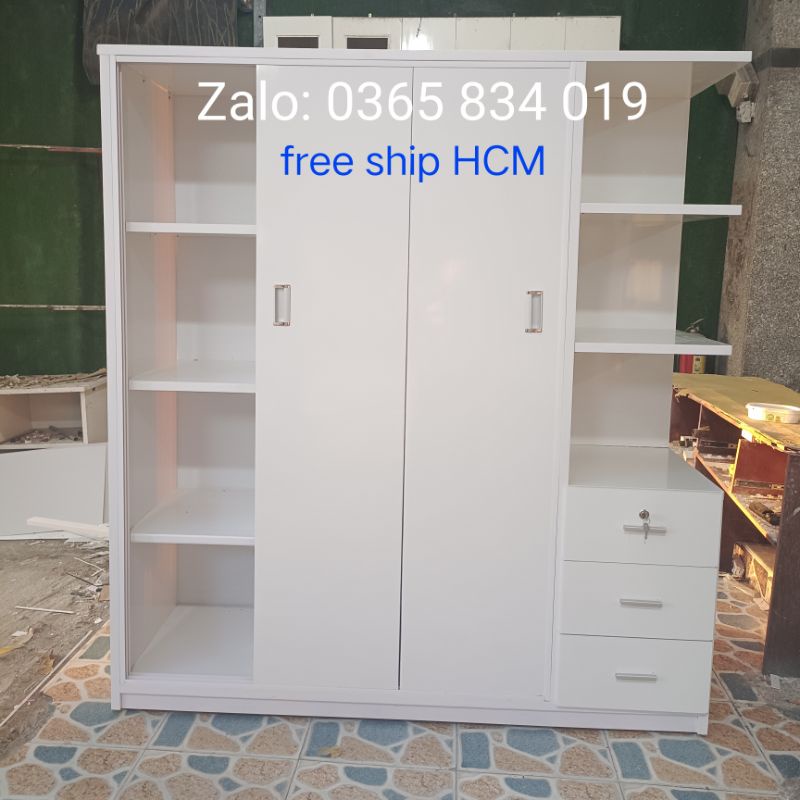 Tủ quần áo cửa lùa nhựa đài loan ngang 1m65 cao 1m8 sâu 50