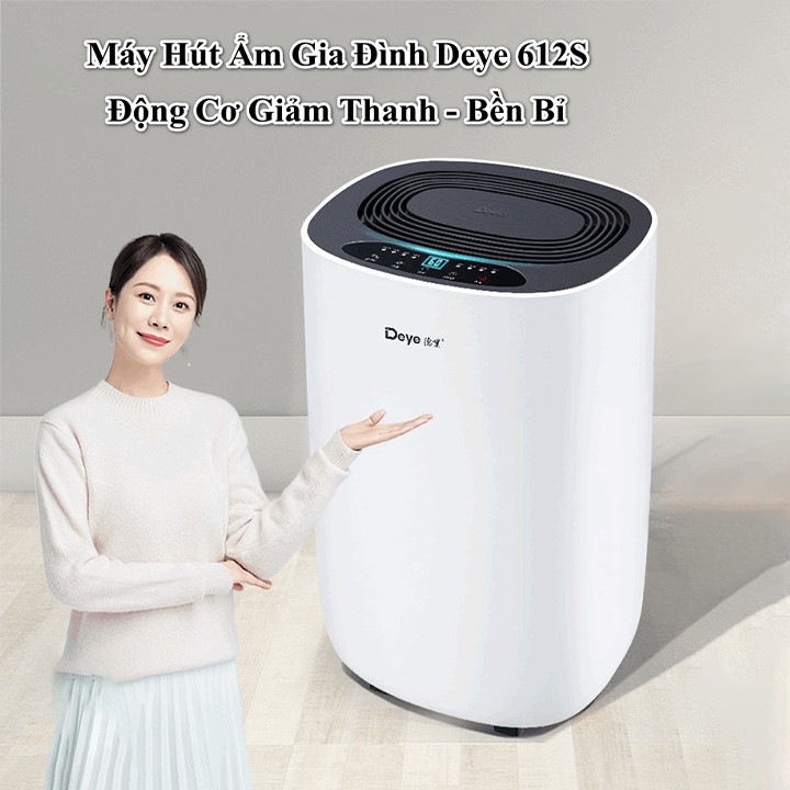 Máy hút ẩm gia đình hiện đại Deye DY612S công nghệ mới độ ồn siêu thấp, thanh lọc ion âm