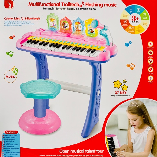 Đồ chơi đàn organ cho bé gái có ghế ngồi và micro 207