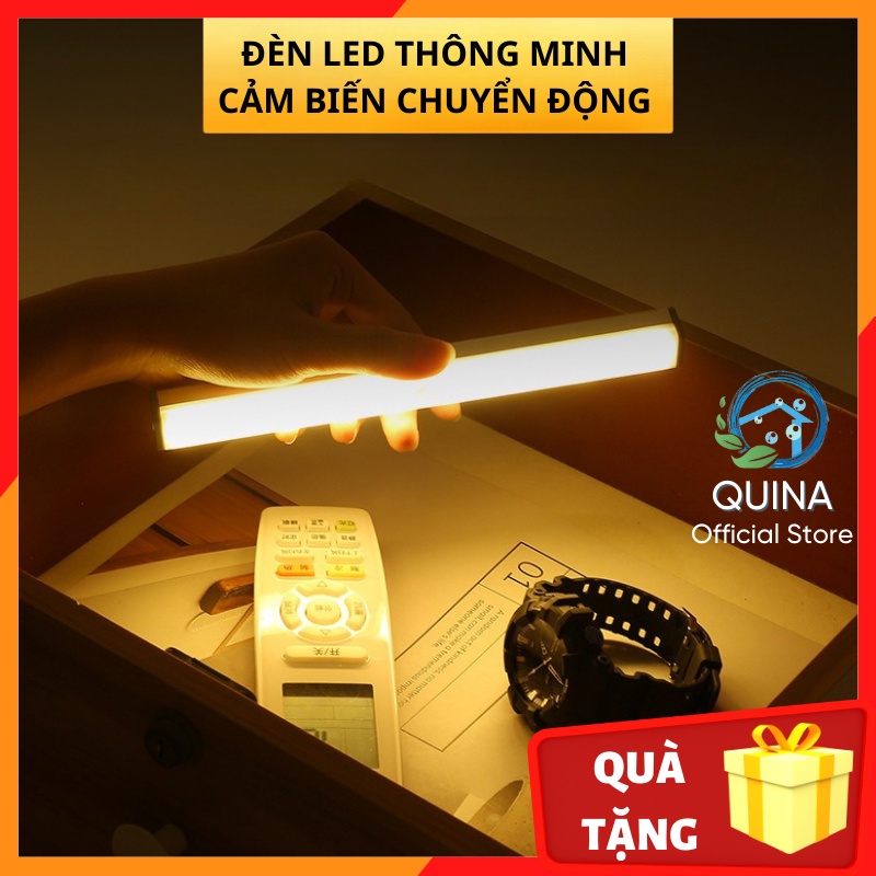 Đèn Led Cảm Biến Chuyển Động Thông Minh Dán Tường Gắn Hành Lang Tủ Quần Áo Phòng Ngủ QUINA QN014