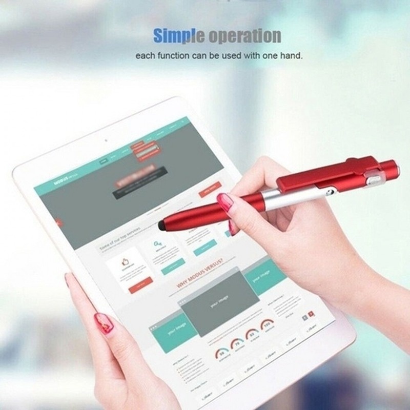 1 Bút Bi Có Đèn LED Và Giá Đỡ Điện Thoại 4 Trong 1 Đa Năng
