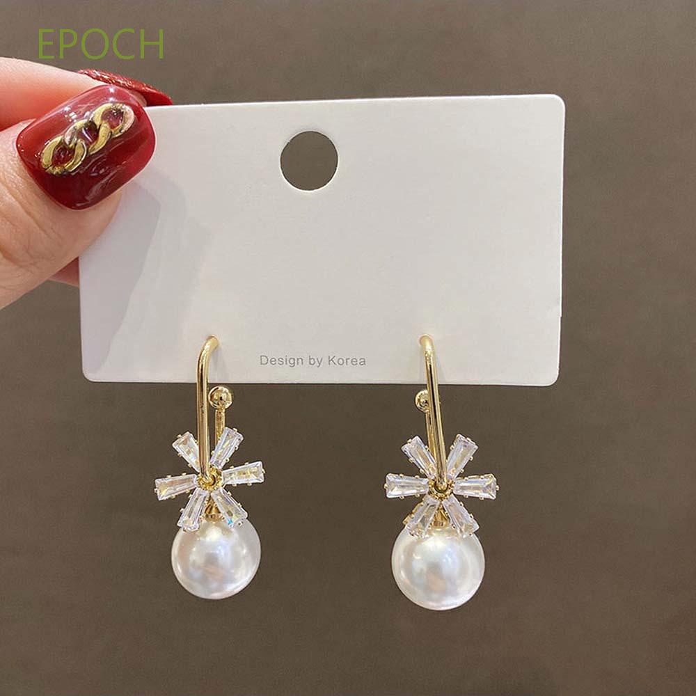 Epoch Bông Tai Hình Chữ C Đính Ngọc Trai Đơn Giản Phong Cách Hàn Quốc