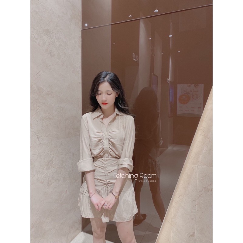 Fetchingroom - Set áo váy sơ mi mỏng nhẹ