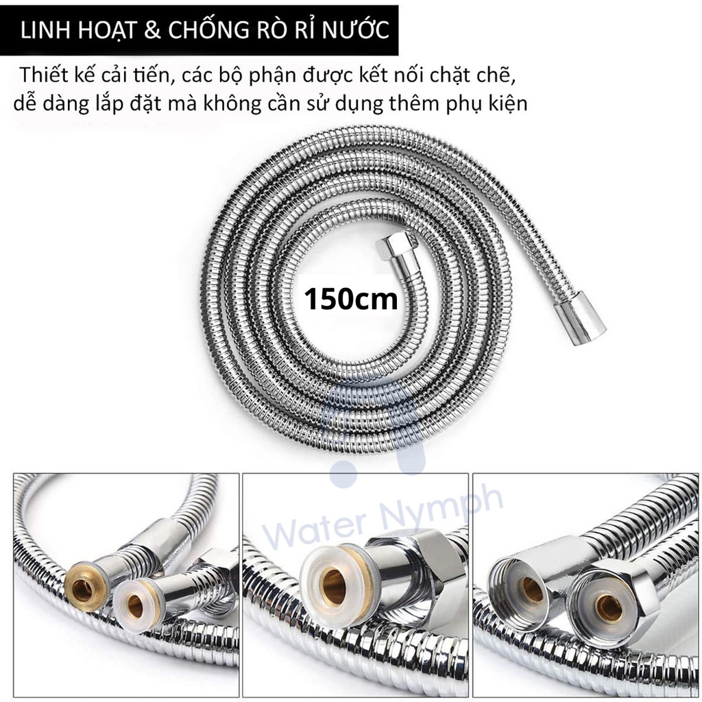 Bộ vòi sen tăng áp, vòi sen tắm, vòi hoa sen Waternymph inox 304 không gỉ cao cấp