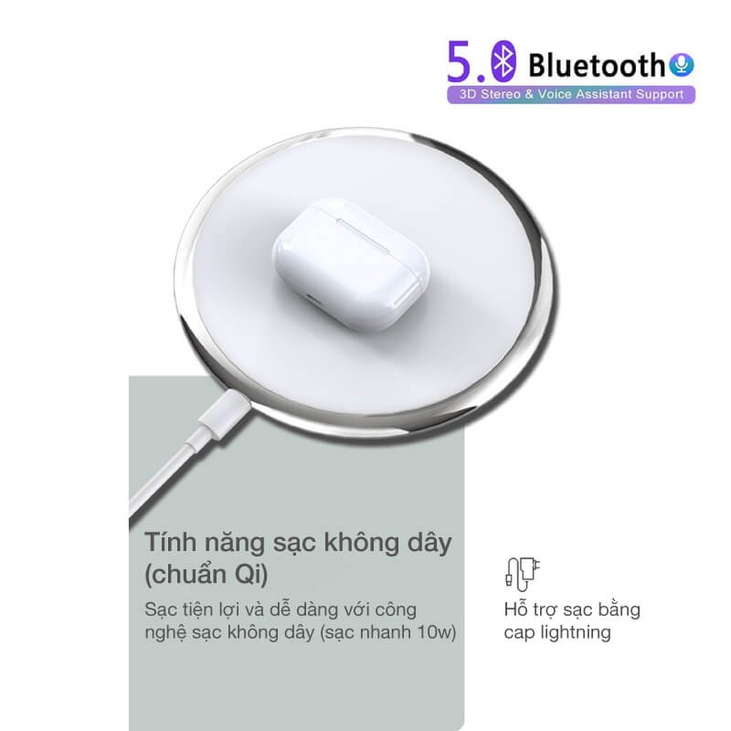 Tai nghe bluetooth Airpods Pro 1:1 nguyên seal full phụ kiện tính năng, tai nghe không dây kèm cáp sạc Lightning