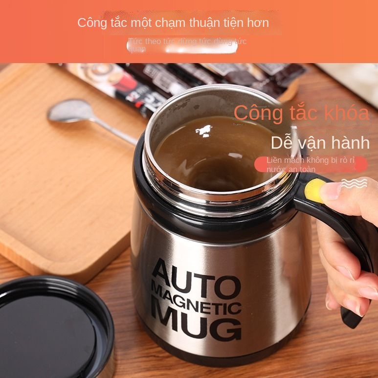 ❏✱Cốc pha chế tự động bằng kim loại cao cấp mới, cốc cà phê có thể sạc lại, cốc giữ nhiệt từ tính xoay, cốc lười màu đỏ