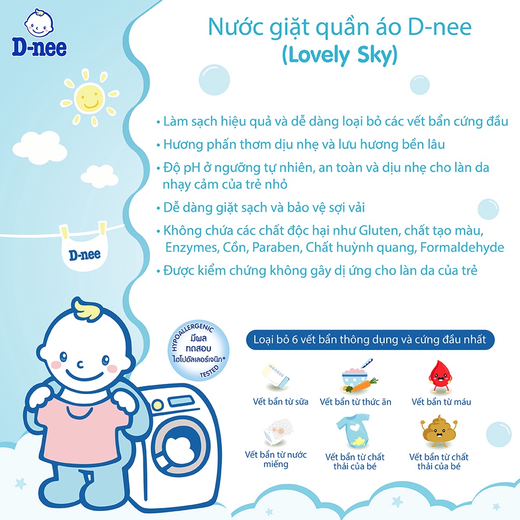 Nước giặt quần áo D-nee 600 ML - Lovely Sky