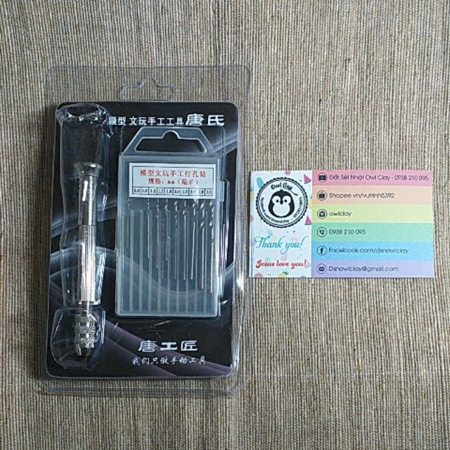 Khoan tay mini 1 cán + 10 mũi khoan