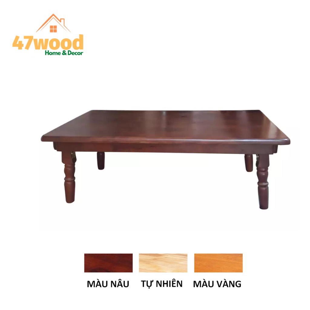 Bàn ăn kiểu nhật 60x90cm gỗ cao su - Bàn gỗ chân xếp gọn 60x90cm