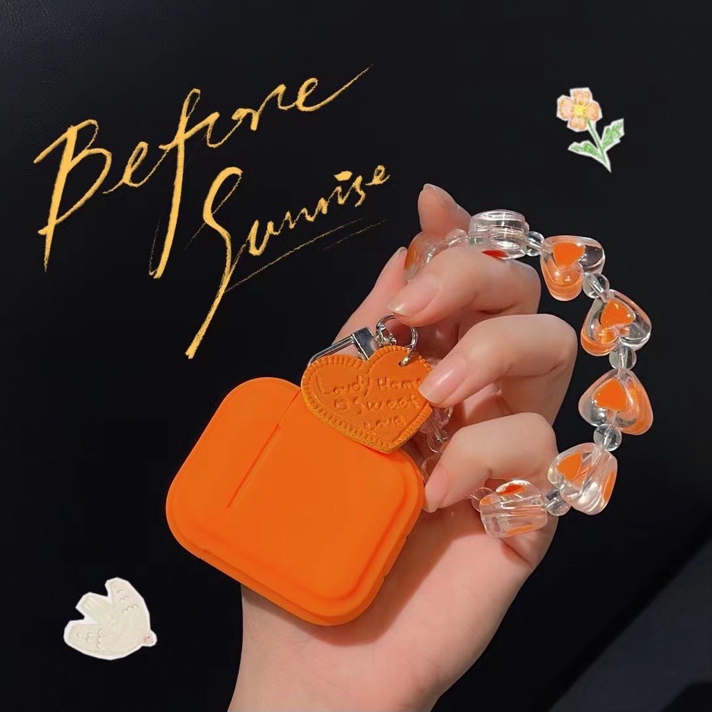 Case Airpod 1/2/pro Trơn Đơn Giản Màu Cam Nắp Liền