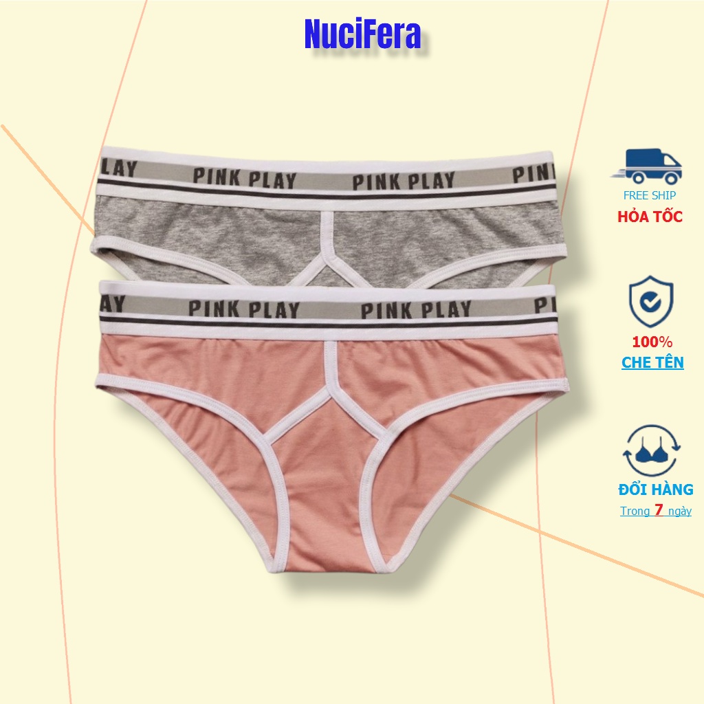 Quần lót nữ Pink Play cotton cao cấp cạp to thể thao NuciFera