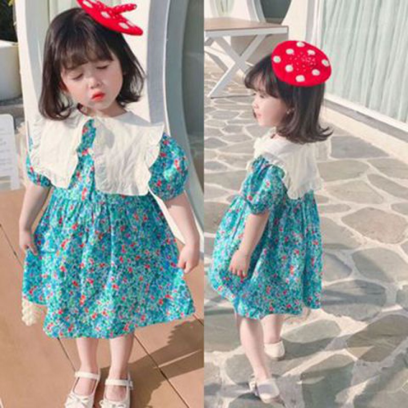 Hàng Mới Về Đầm Công Chúa Một Mảnh Dáng Rộng Họa Tiết Hoa Thời Trang Mùa Hè Cho Bé Gái 3-8 Tuổi Váy Hàn Quốc