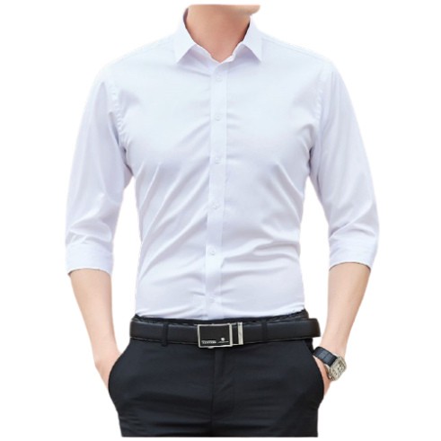 Áo sơ mi nam dài tay NPV cổ bẻ, áo sơ mi trắng vải lụa nến không nhăn không xù vnn | BigBuy360 - bigbuy360.vn