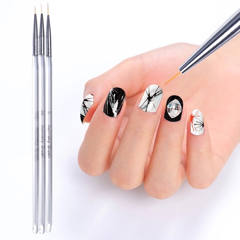 Set 3 cọ râu đủ size chuyên dụng vẽ móng