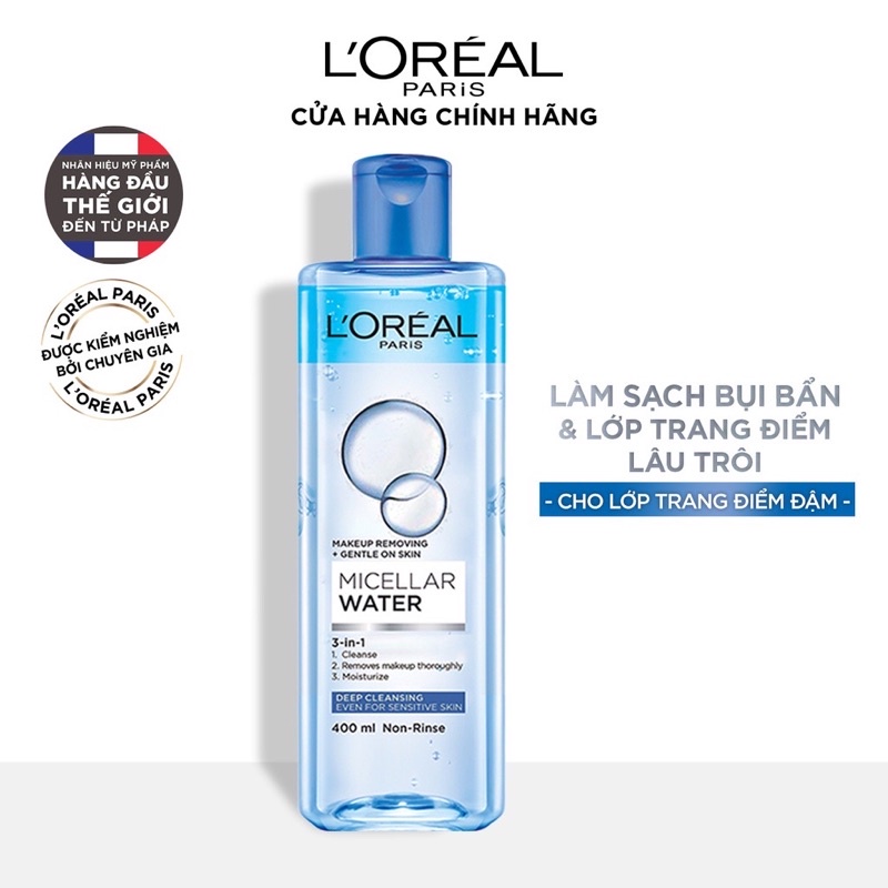 Nước tẩy trang cho mọi loại da L'Oreal Paris 3-in-1 Micellar Water 400ml