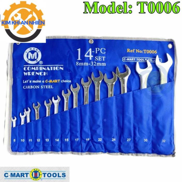 Bộ cờ lê vòng miệng C-Mart T0006 có 14 cây từ 8-32mm