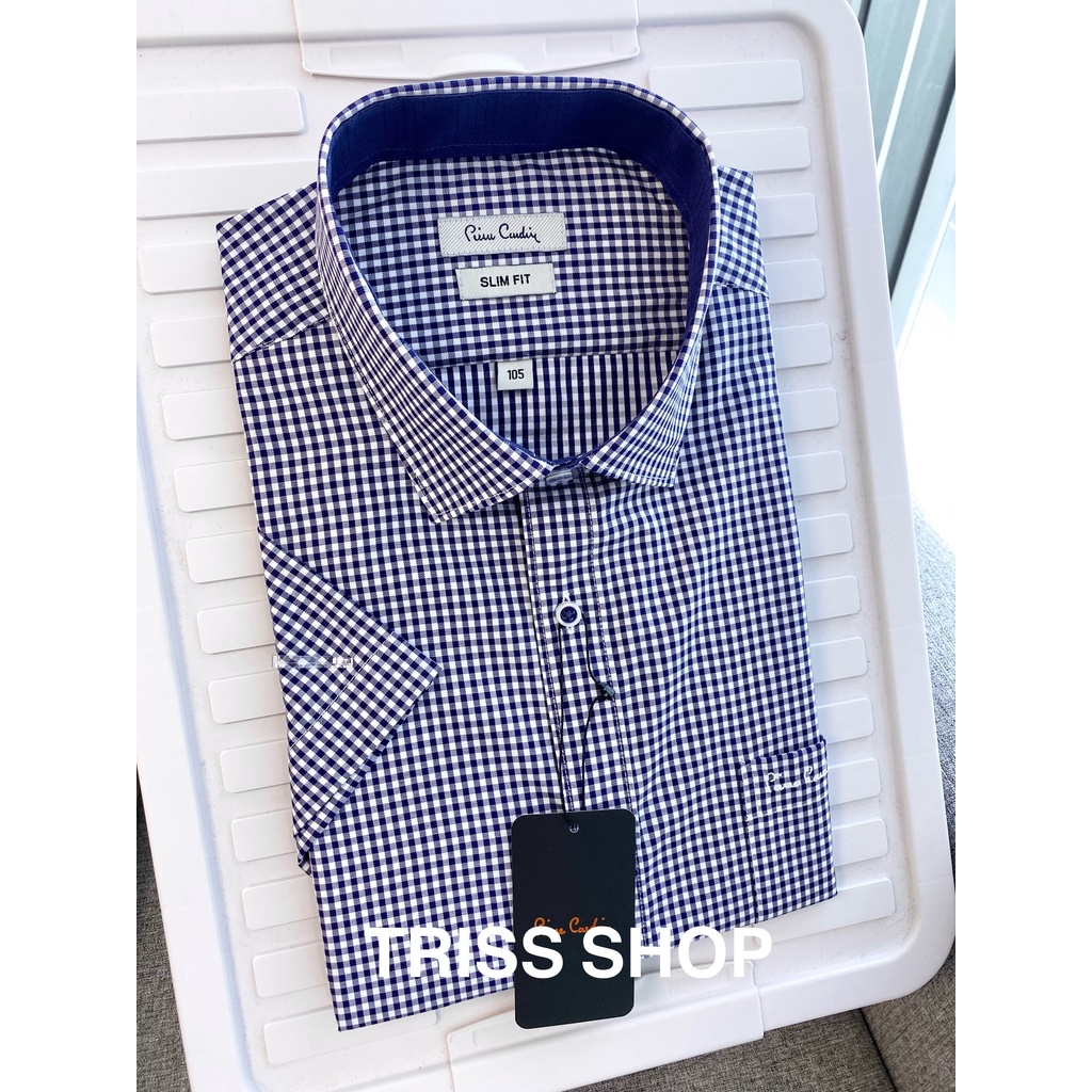 Áo sơ mi nam ngắn tay Pierre Cardin 10 vải Cotton chống nhăn Form Slimfit