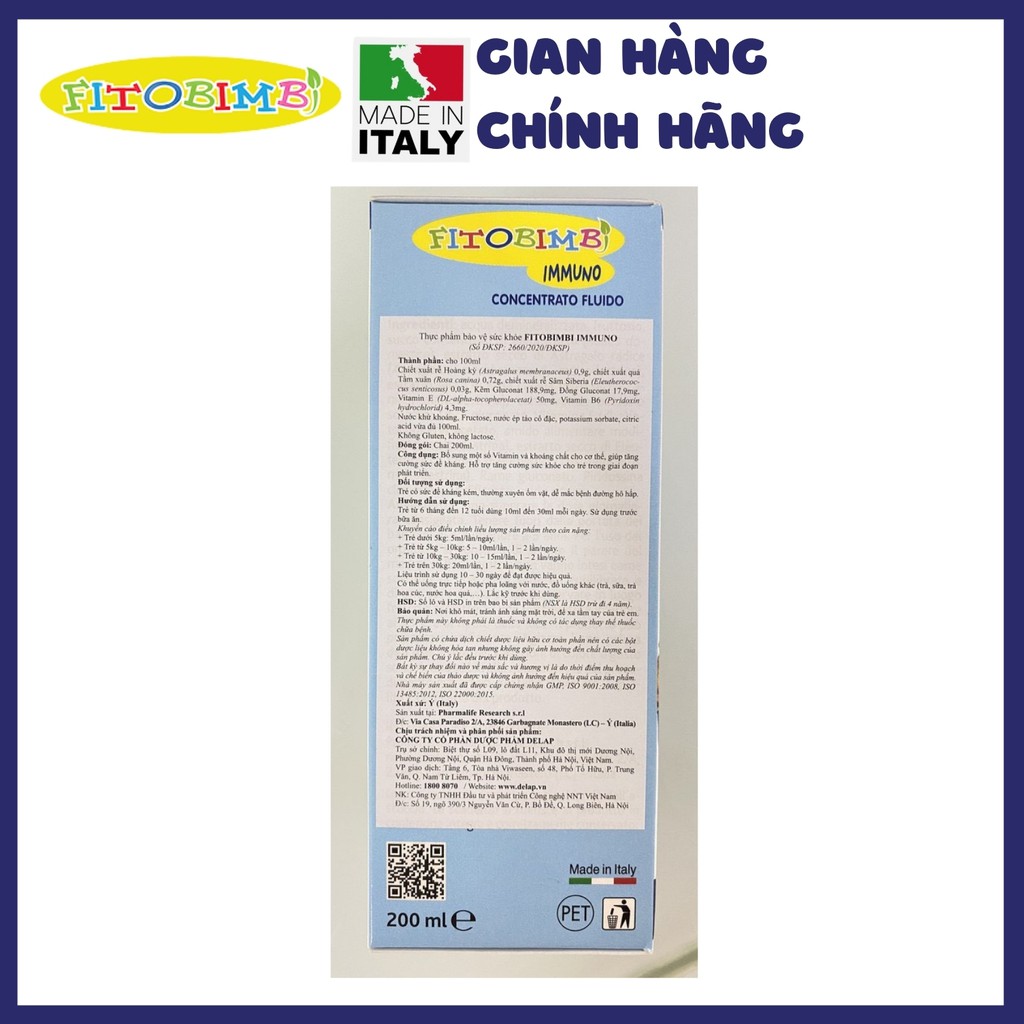 Fitobimbi Immuno - Hỗ trợ tặng sức đề kháng cho bé | Thế Giới Skin Care
