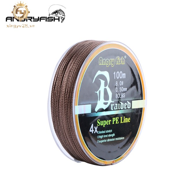 Sale 70% Dây câu cá bện 4 dây 100m/109yards màu nâu với lực kéo mạnh 10LB-80LB, 2.5#:_0.26mm/30LB Giá gốc 43,000Đ-95B192