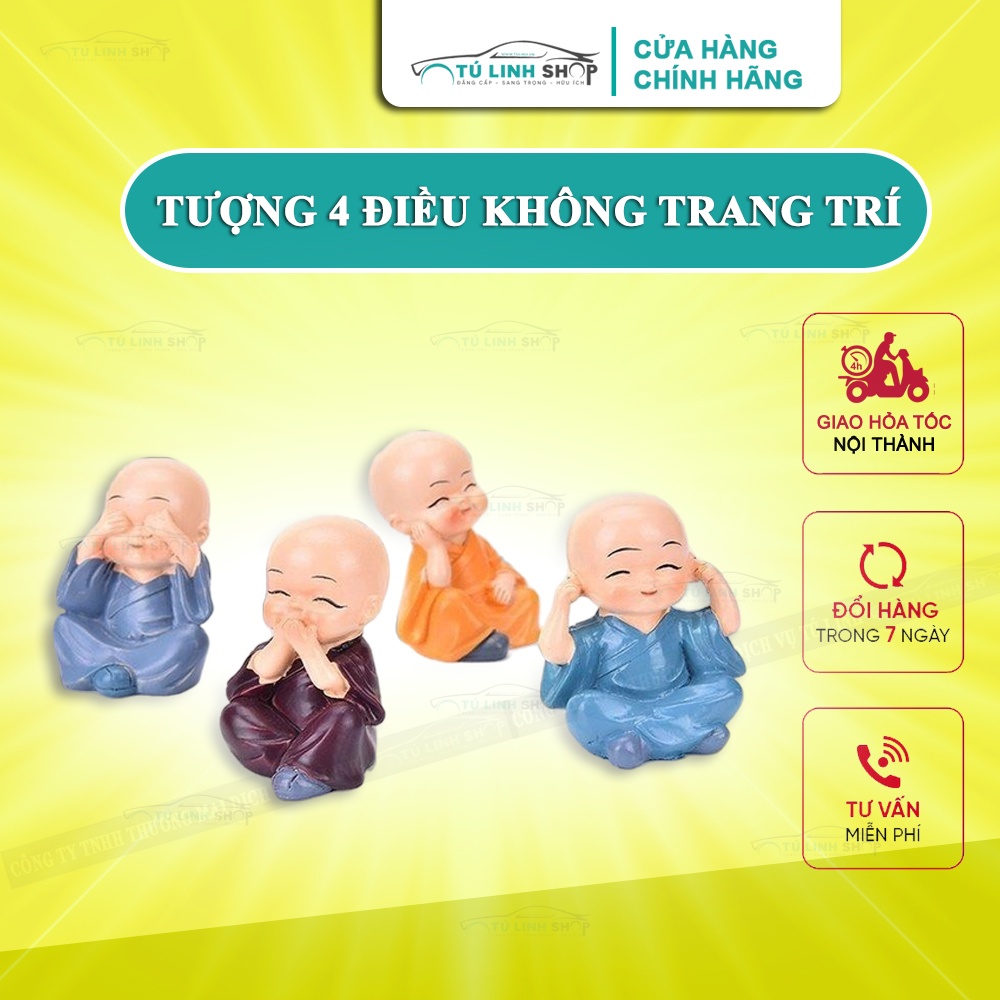 Bộ tượng chú tiểu 4 điều không trang trí taplo và bàn làm việc