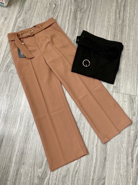 Quần ống rộng kèm dây đai tròn chât tuyết mưa | BigBuy360 - bigbuy360.vn