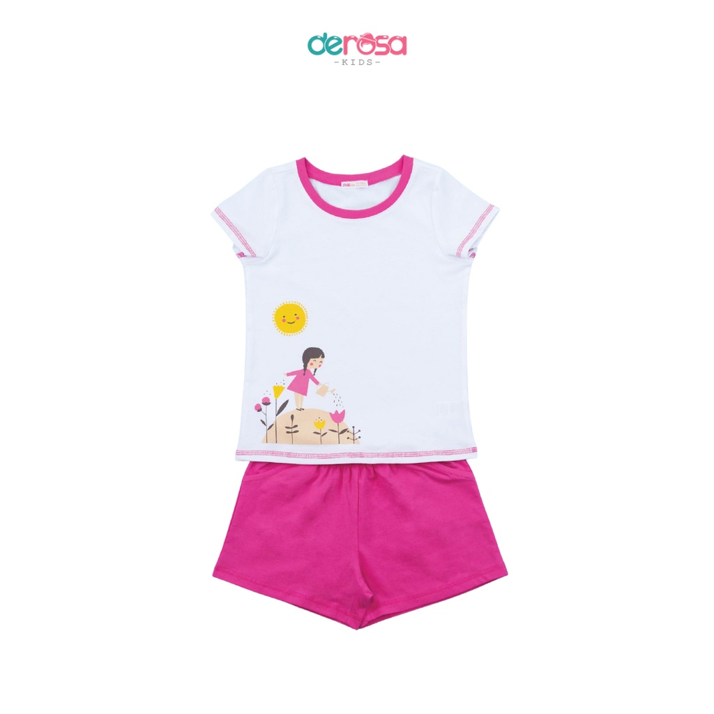 Bộ quần áo cho bé DEROSA KIDS đồ bộ bé gái cộc tay  | 2 - 6 tuổi | ASKD536B