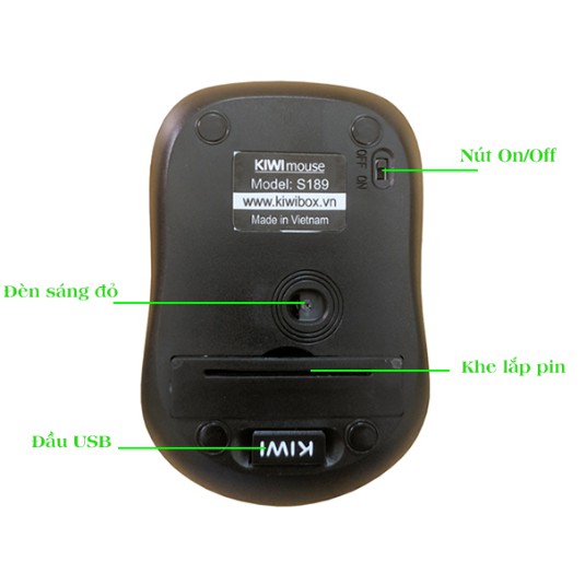 (Nhập HOMEKN03-giảm 10%)Chuột không dây KIWI MOUSE S189 Chính hãng (full box) (Khuyến mãi đôi )