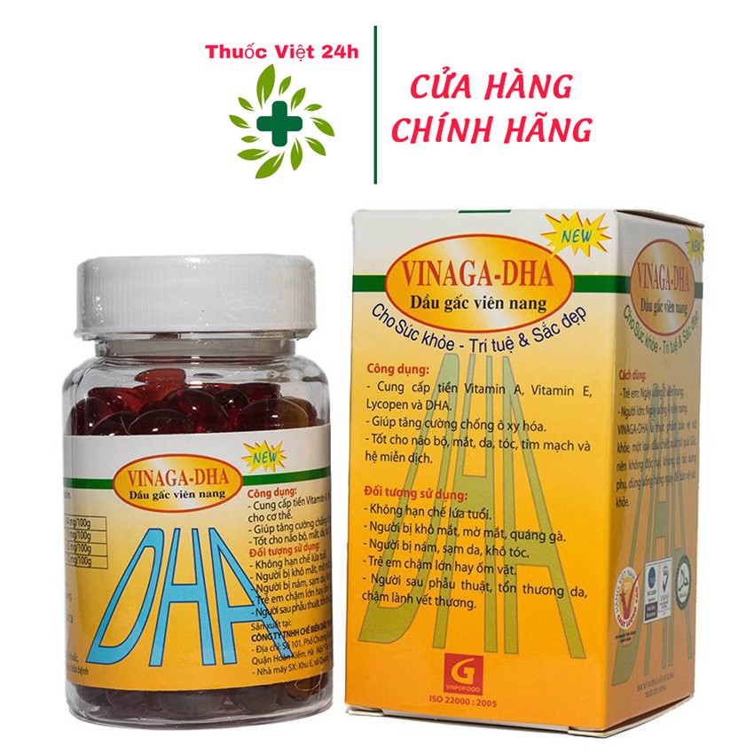 Viên uống Dầu Gấc Vinaga-DHA 100 viên - Vinaga DHA bổ mắt, đẹp da - thuocviet24h