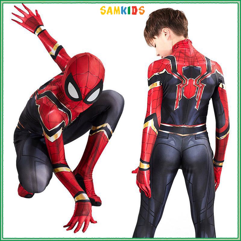 Bộ Hoá Trang Cosplay Siêu Nhân Người Nhện Sắt Iron Spider Man Chất Thun Co Giãn Thoáng Mát