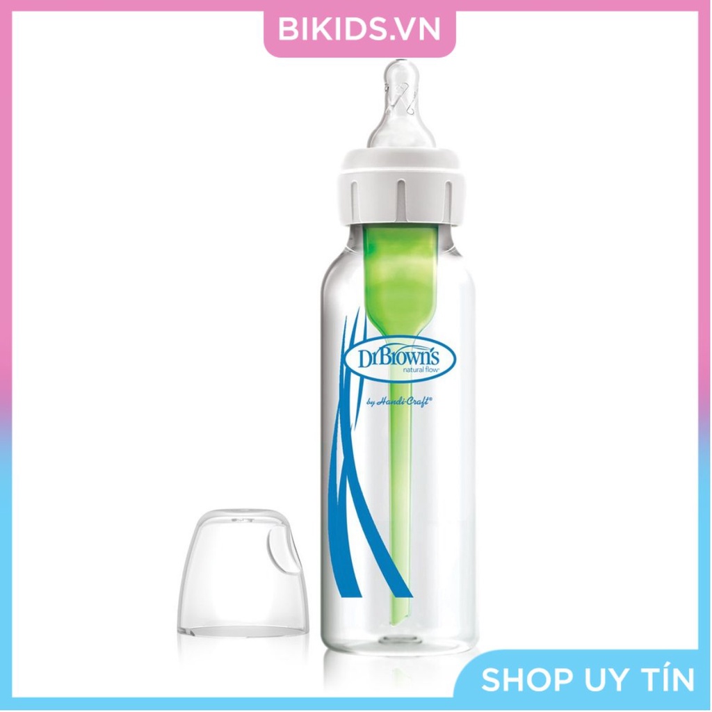 Bình sữa Dr Brown's Options (thủy tinh, cổ hẹp)