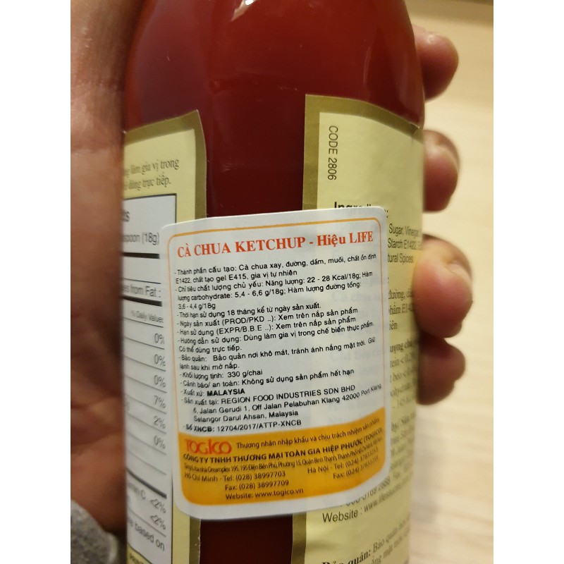 Tương cà chua Ketchup hiệu Life – chai 330g