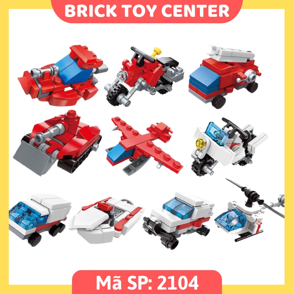 Đồ chơi xếp hình cho bé 3 trong 1 Qman 2101-2105 ô tô xe tăng máy bay khủng long robot