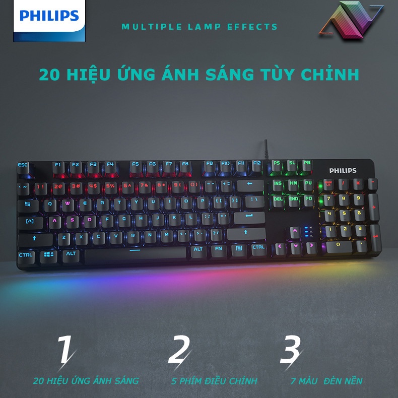 Bàn phím cơ Blue switch PHILIPS SPK8401 chính hãng Bàn phím máy tính cơ dành cho game thủ